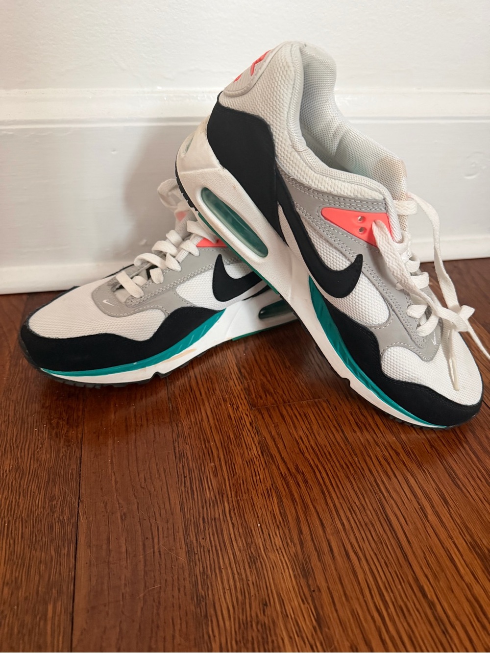 Nike White Black Teal Coral Air Max Sneakers